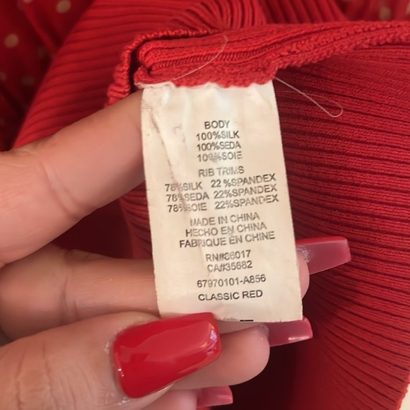 ♥️ Y2K Vintage Bebe Sheer Red Polka Dot Turtle Neck Short Sleeve Top , Size: L - Picture 11 of 17